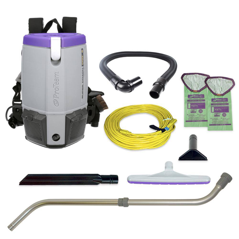 ProTeam Super Coach Pro 6 6 qt. Corded with Xover Multi-Surface and Telescoping Wand Kit Backpack Vacuum 107310