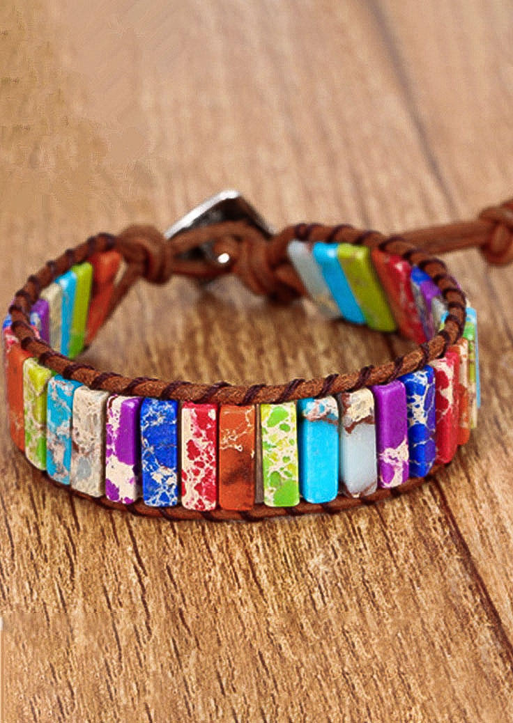 Sunflower Colorful Stone Beaded Wrap Bracelet