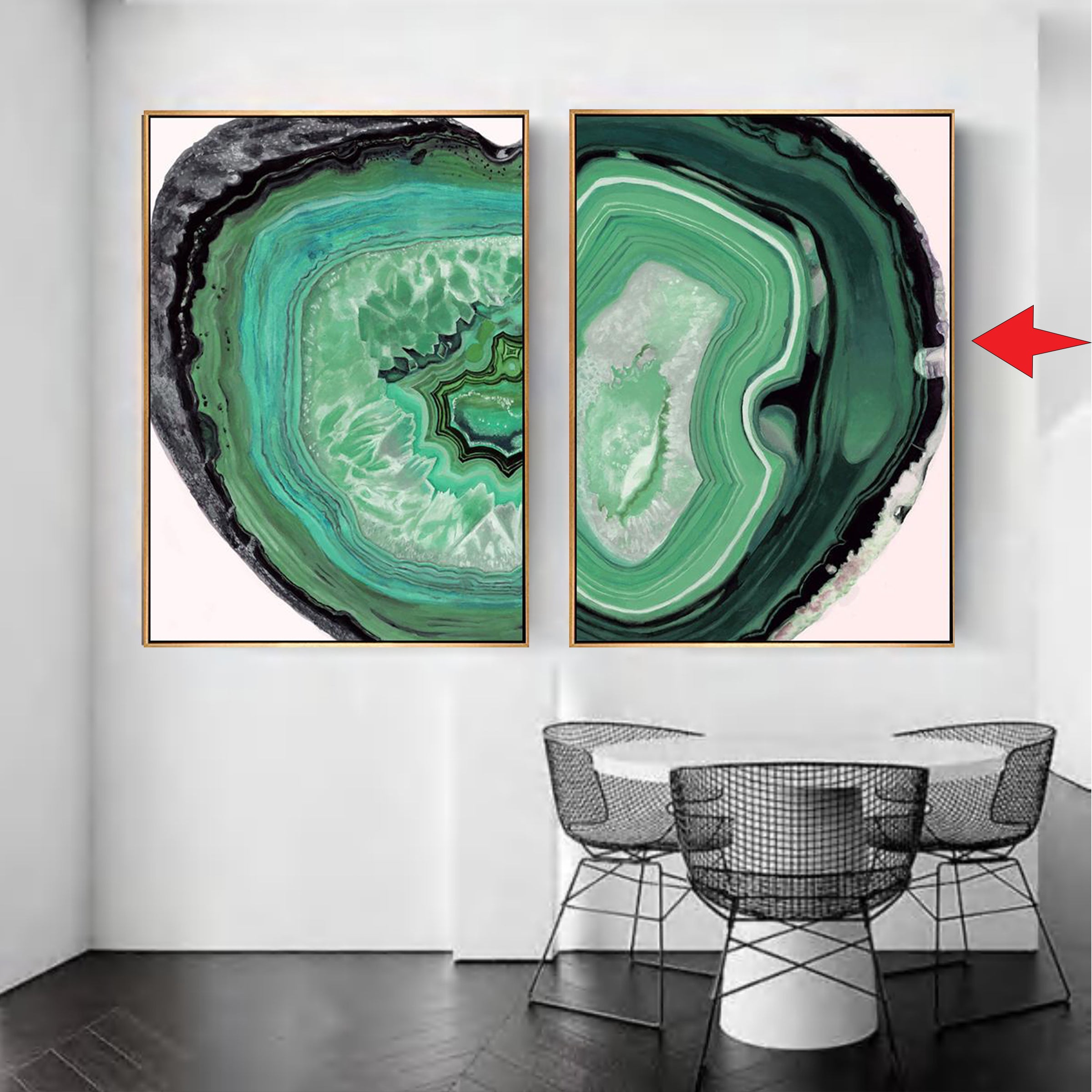 Green Natural Stone Painting Wall Art Canvas & Pu B Fl-H241B