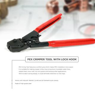 The Plumber's Choice PEX Plumbing Kit Crimper Tool with Lock Hook Cutter Tool with Stainless Steel Cinch Clamps 12 in. 34 in. KPCSTOC