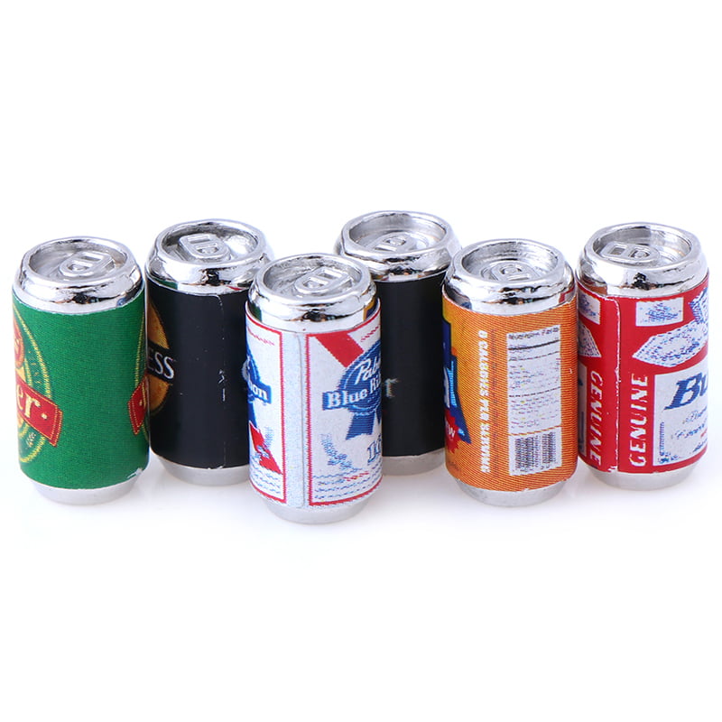 JETTINGBUY 6pcs/Set Bottle Beer Miniatures For 1:12 Dollhouse Miniature Kids Play Toys