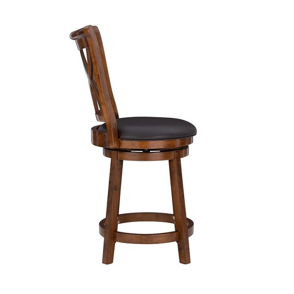 Carmen Big and Tall Rustic Oak Swivel Counter Stool