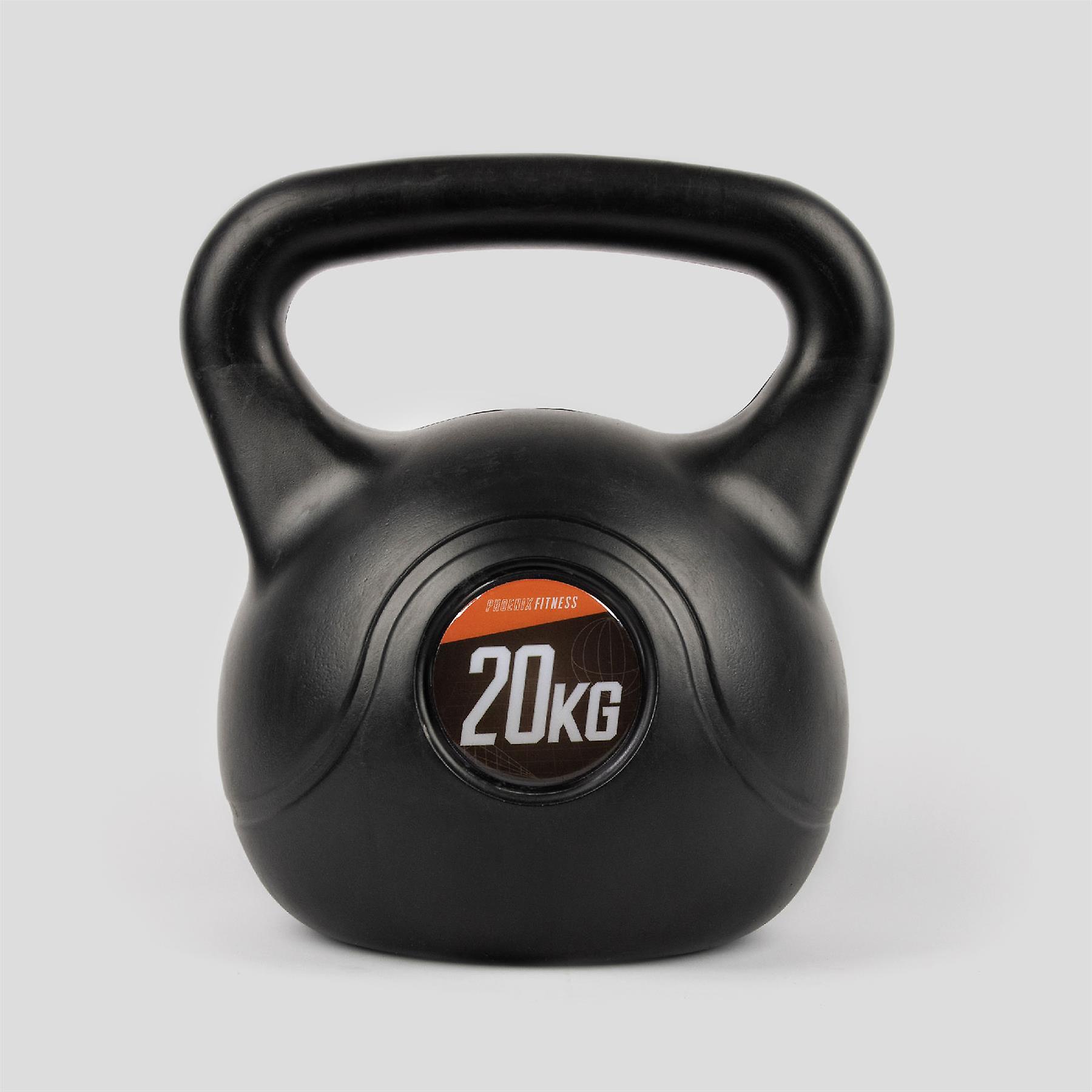 Phoenix Fitness Kettlebell - Vinyl Weight for Exercise， Core Workout， Strength， Fitness and Cardio for Home Gym -  Black: 20kg