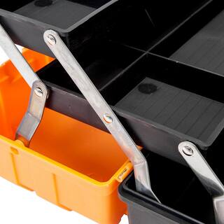 Big Red 17 in. W x 9 in. D Plastic 3-Layer Multi-Function Storage Tool Box with Tray and Dividers Orange ATRJH-2329B