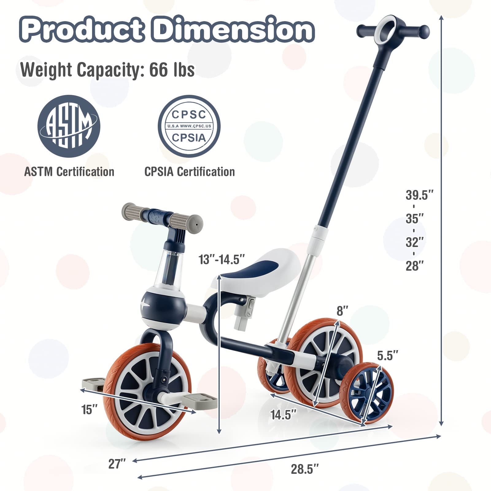 Costzon  4 in 1 Tricycle for Toddlers Age 2-4, Kids Trike Baby Balance Bike