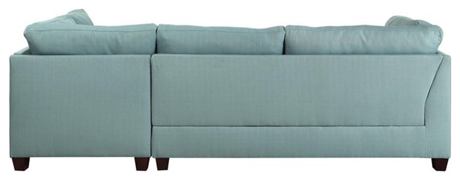 Bowery Hill Sectional Sofa  ampOttoman in Light Teal Linen Green Finish   Contemporary   Sectional Sofas   by Homesquare  Houzz