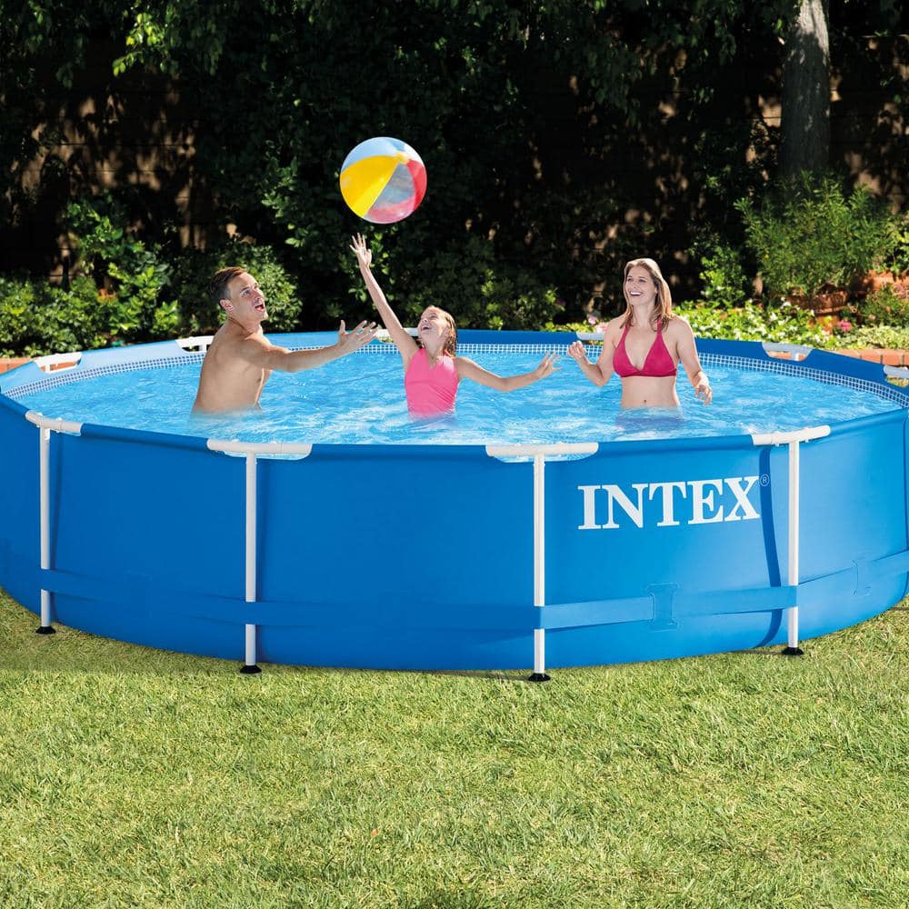 Intex 12 ft. Round 30 in. Metal Frame Pool Set 28211EH + 12 x 29000E