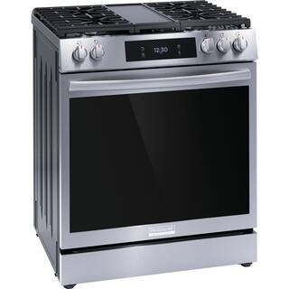 FRIGIDAIRE GALLERY 30 in. 6 cu. ft. 5 Burner Slide-In Gas Range with Total Convection in Air Fry in Smudge Proof Stainless Steel GCFG3060BF