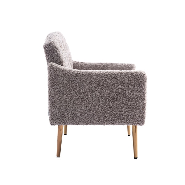 Teddy Fabric Upholstered Tufted Accent Chair With Rose Golden feet