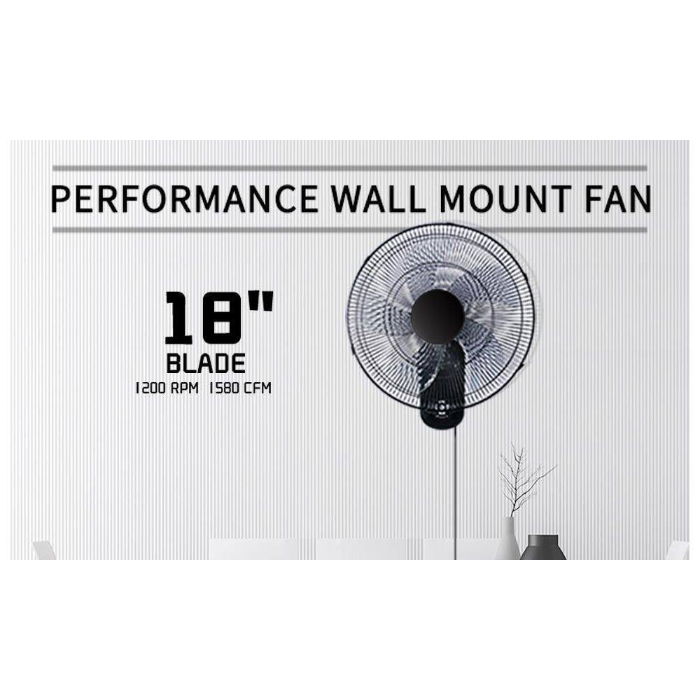 Aoibox 18 in. Indoor Black Smart Wall-Mount Fan with 5 Blades Adjustable 3 Speed and Remote Control SNMX3505