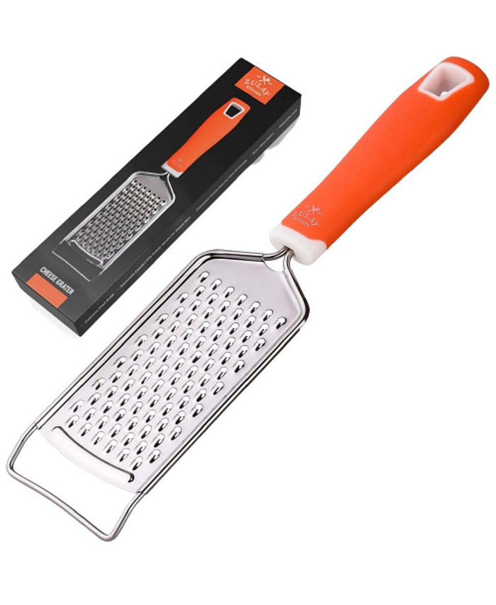 Zulay Kitchen Professional Stainless Steel Flat Handheld Cheese Grater (Orange)