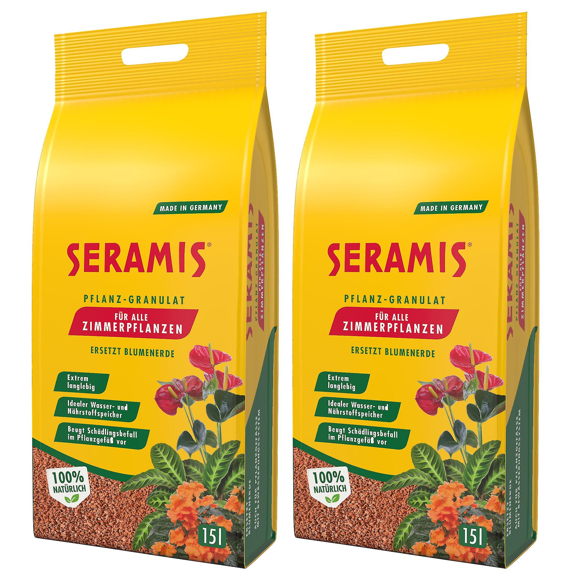 2 x SERAMIS?? plant granules for indoor plants， 15 liters