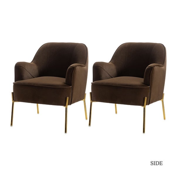 Nora Modern Velvet Accent Chair with Golden Metal Legs Set of 2 by HULALA HOME