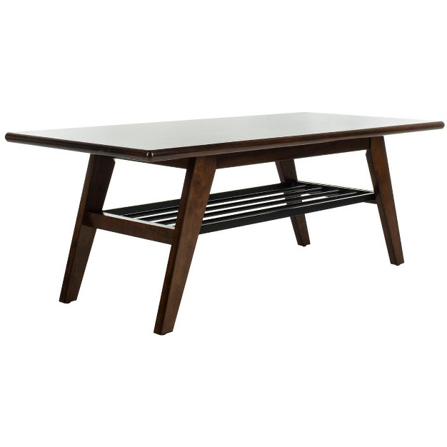 Seth 2 Tier Coffee Table Walnut black Metal Safavieh