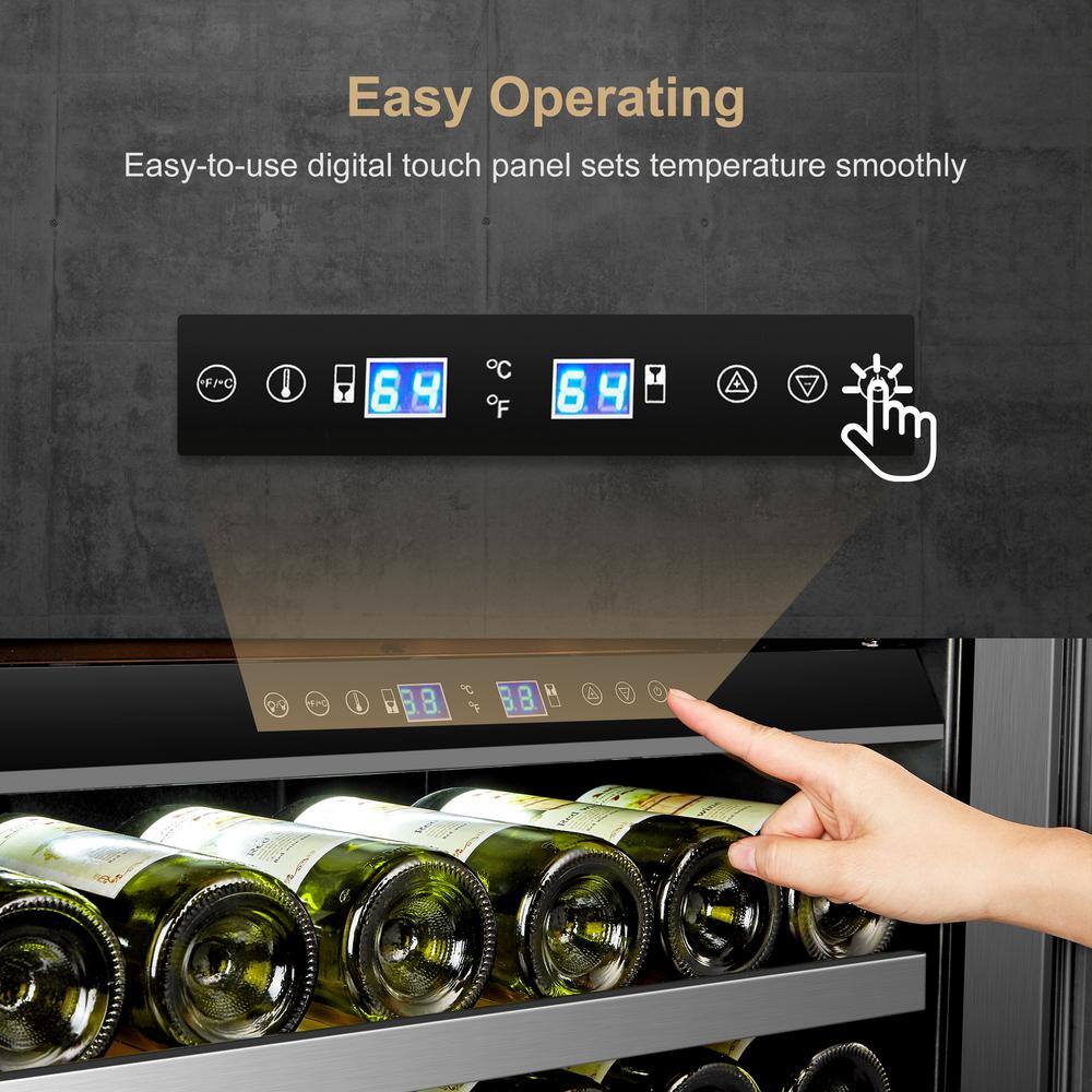 LANBOPRO 143 Bottle Seamless Stainless Steel Triple Zone Wine Refrigerator LP168T