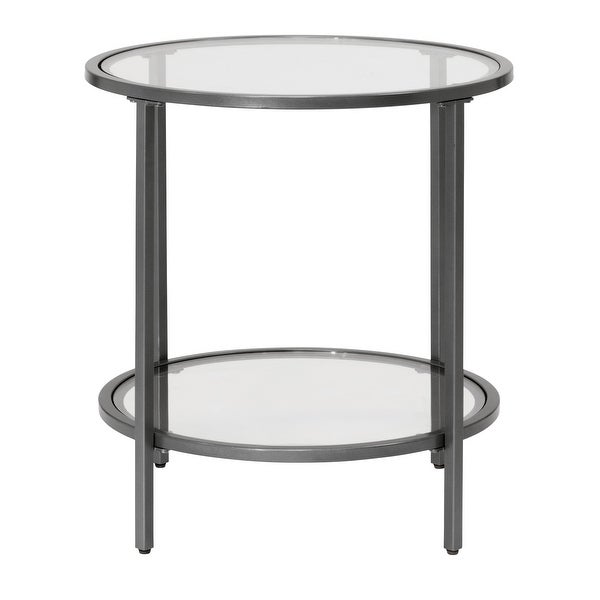 Carbon Loft Heimlich Round Glass Side Table with Metal Frame