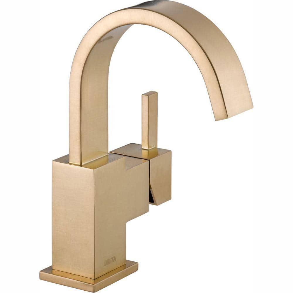 Delta Vero Single Hole SingleHandle Bathroom Faucet with Metal Drain Assembly in Champagne Bronze