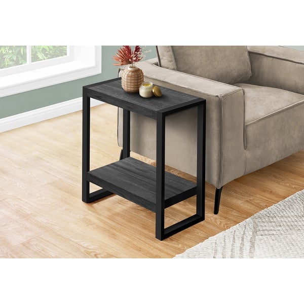 Modern Accent Table - Black Reclaimed Wood-Look / Black Metal - 23.75