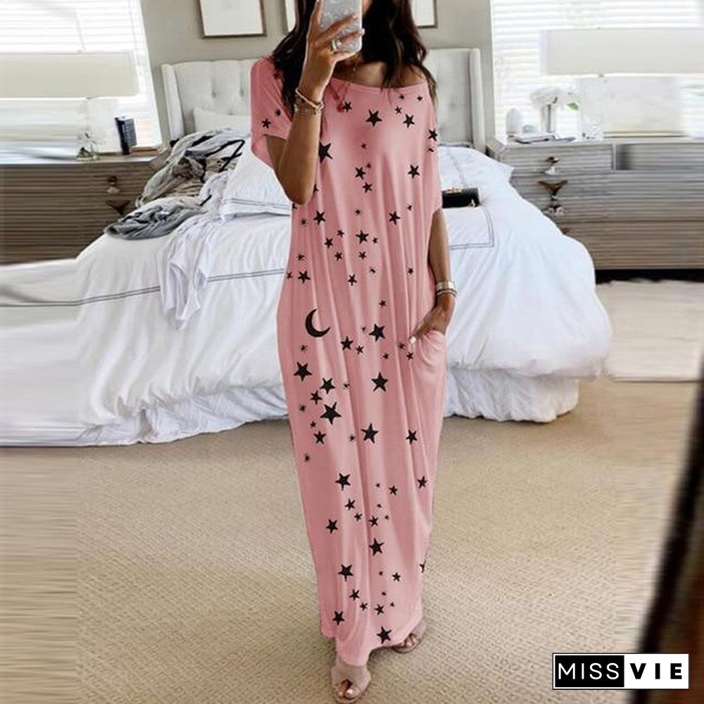 O-Neck Short Sleeve Loose Dress