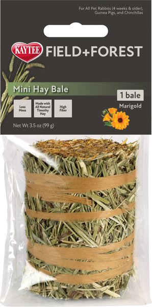 Field+Forest by Kaytee Mini Hay Bales Marigold Small Pet Hay， 3.5-oz bag