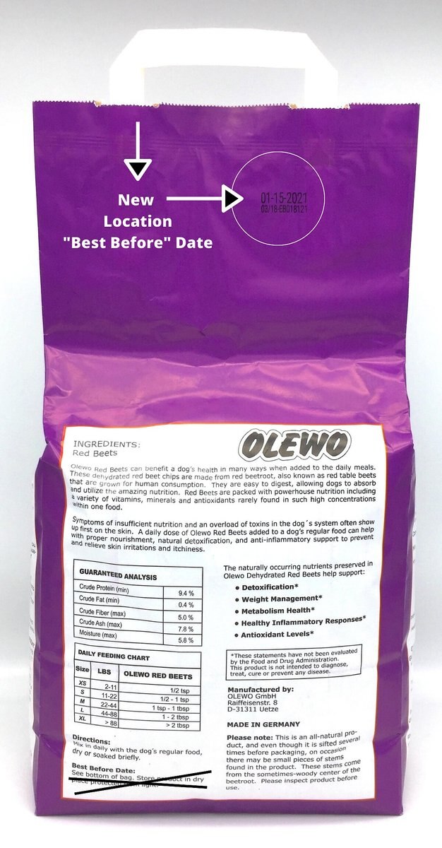 Olewo Itch and Allergy Relief Dehydrated Red Beets Healthy Weight Dog Food Topper