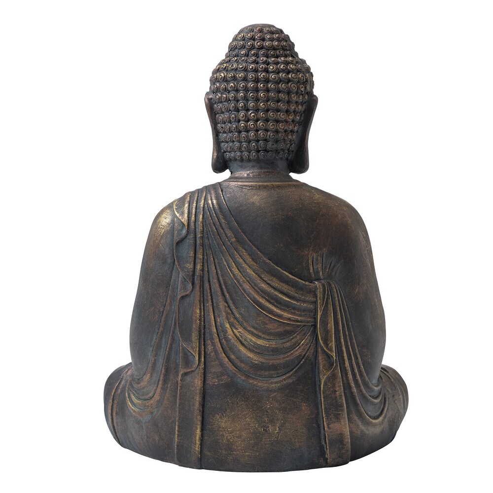 Glitzhome Zen Style MgO Meditating Buddha Garden Statue Indoor Outdoor