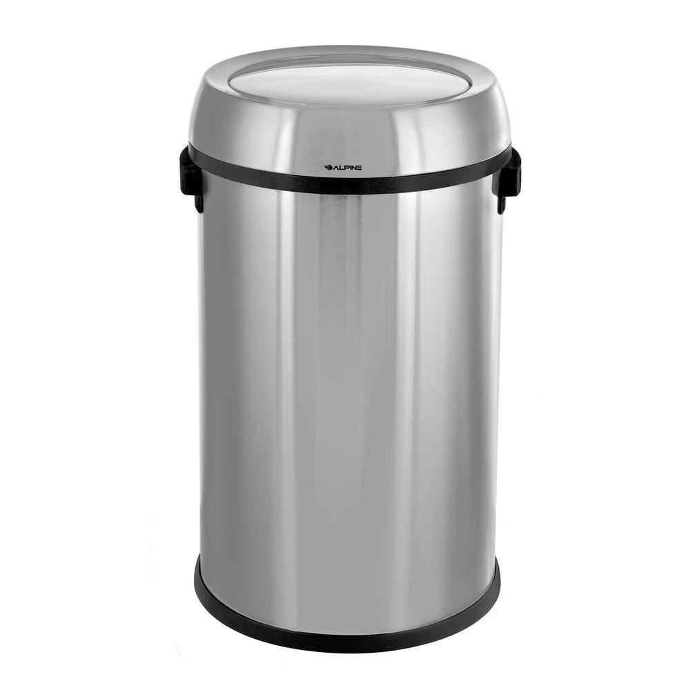 Alpine Industries 17 Gal. Stainless Steel Indoor Trash Can with Swing Lid 470-65L-1