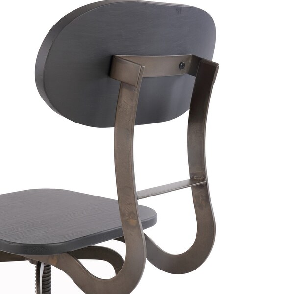 Industrial Style Wooden Swivel Bar Stool With Curved Metal Base - Gray - 36 H x 14 W x 14 L Inches