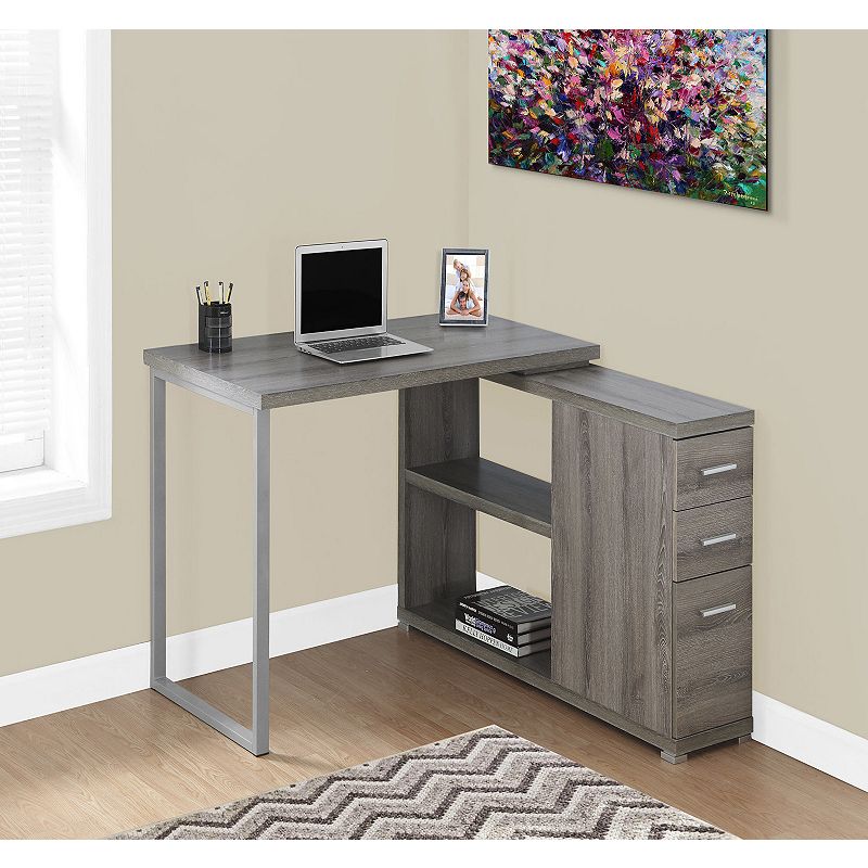 47.25 Mink Gray Contemporary L Shaped Computer Desk