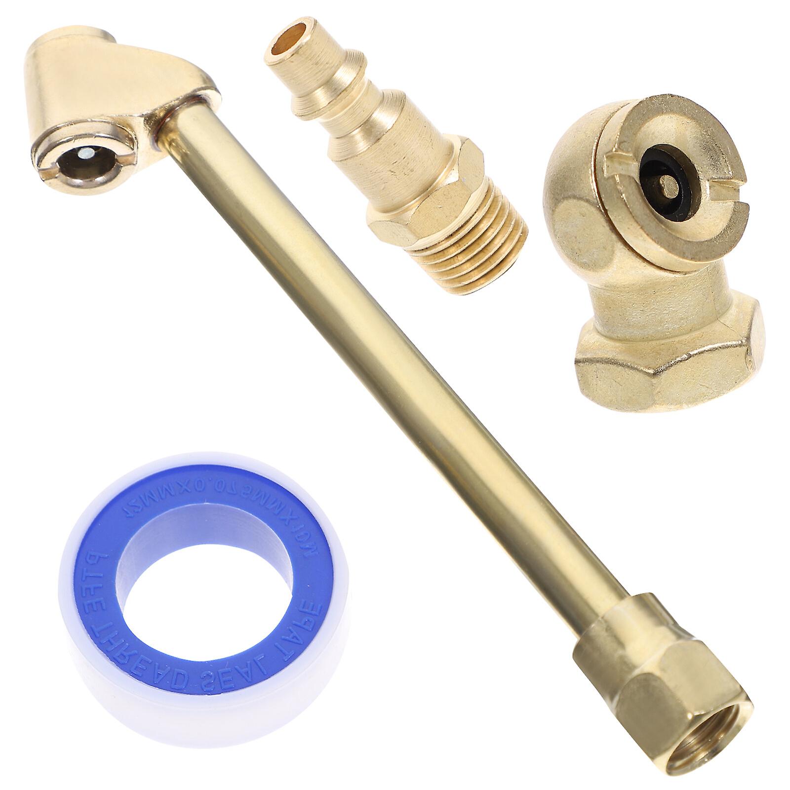 1 Set Brass Air Chuck Set Air Compressor Attachments Including Adapter And Tape For Tire Inflator Gauge