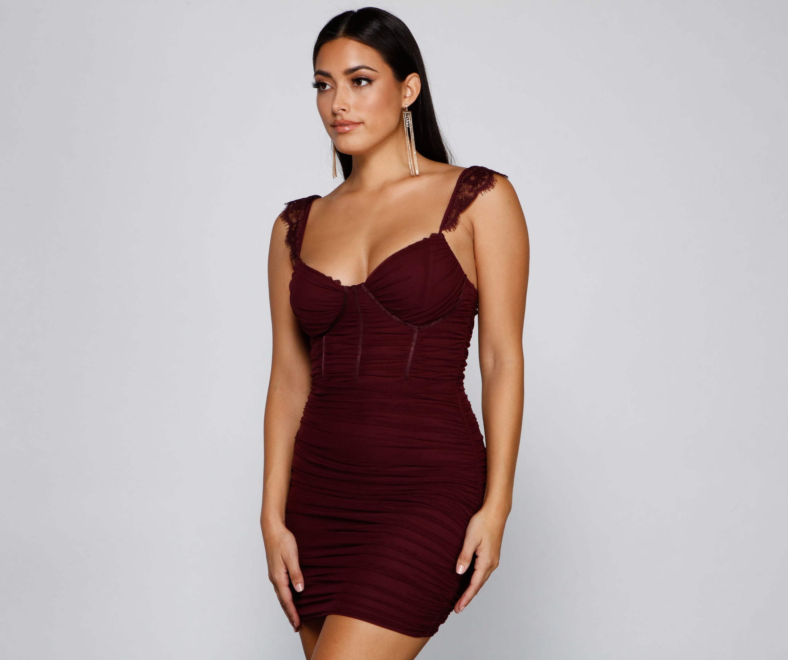 Take It Up A Notch Ruched Mini Dress