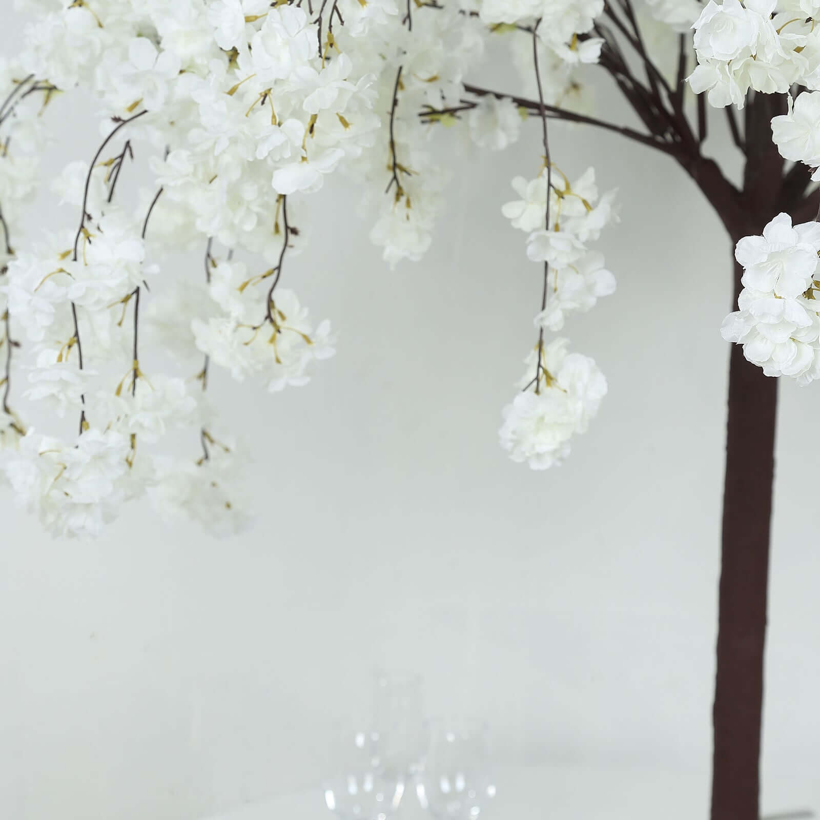 White Artificial Cherry Blossom Tree With Detachable Metal Base, Silk Sakura Flowers Wishing Tree Wedding Decor - 5ft