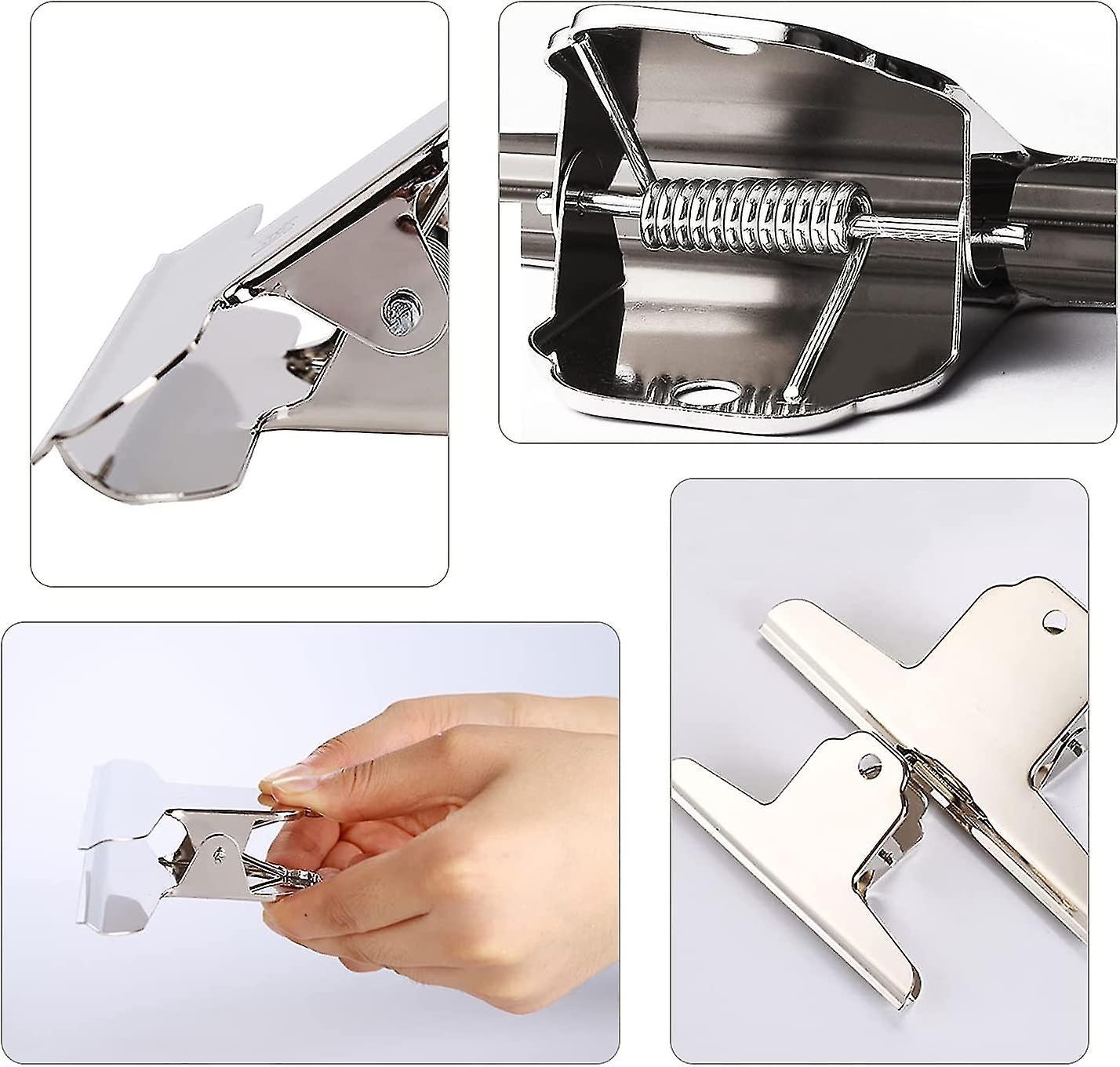 6pcs Stainless Steel Hinge Clips， Large Clip Power Metal Iron Shelf Clothespin Gift