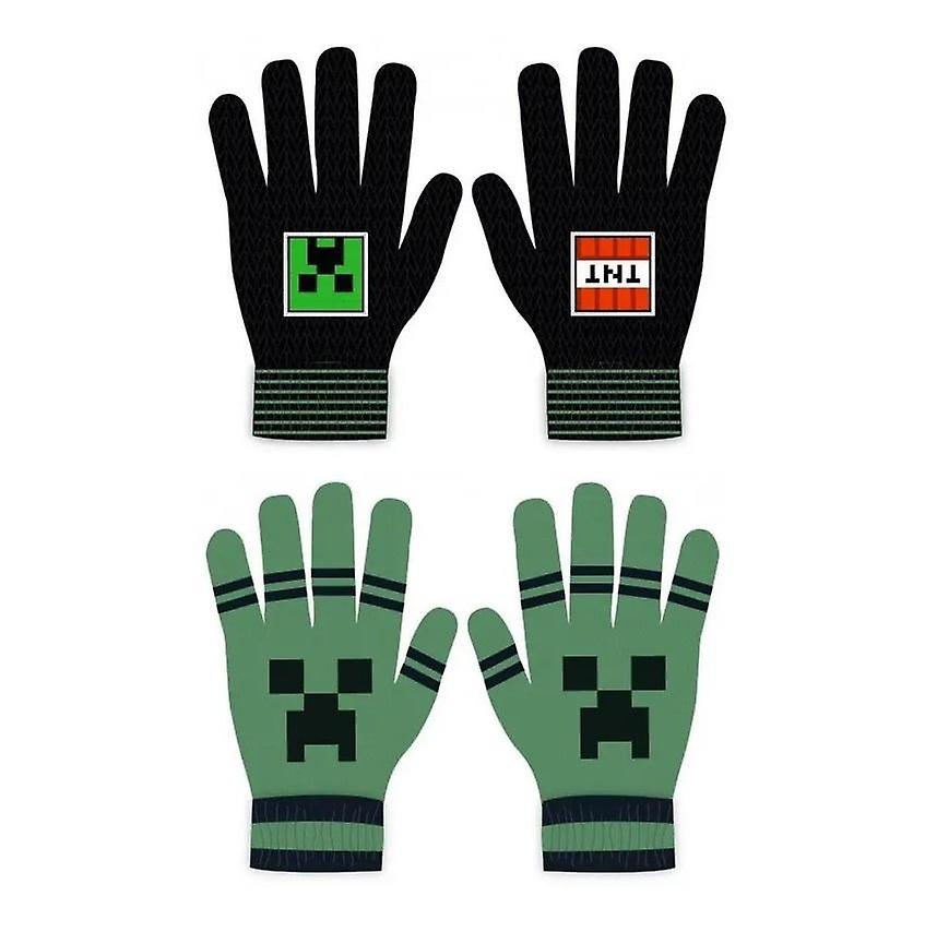 2-Pack Minecraft Creeper Mittens Finger Mittens One Size Green and Black