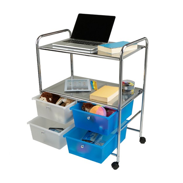 Mind Reader All Purpose Utility Cart With Handles And 4 Storage Drawers