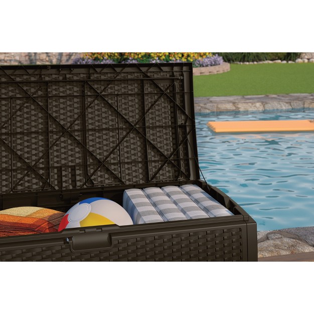 Resin Wicker Deck Box 73 Gallon Brown Suncast