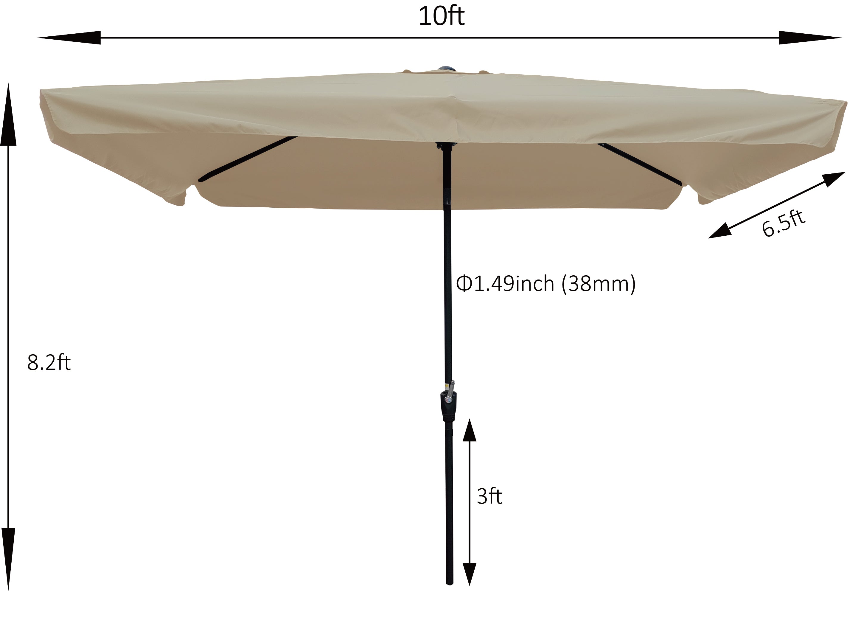 10 x 6.5ft Rectangular Patio Umbrella Outdoor Market Table Umbrellas Waterproof Umbrella with Crank and Push Button Tilt for Garden Deck Backyard Pool Shade Outside Deck Swimming Pool Market