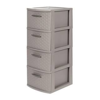 MQ 12.6 in. W x 31.5 in. H x 15 in. D Taupe Resin 4-Drawer Storage Cabinet 393-TAU