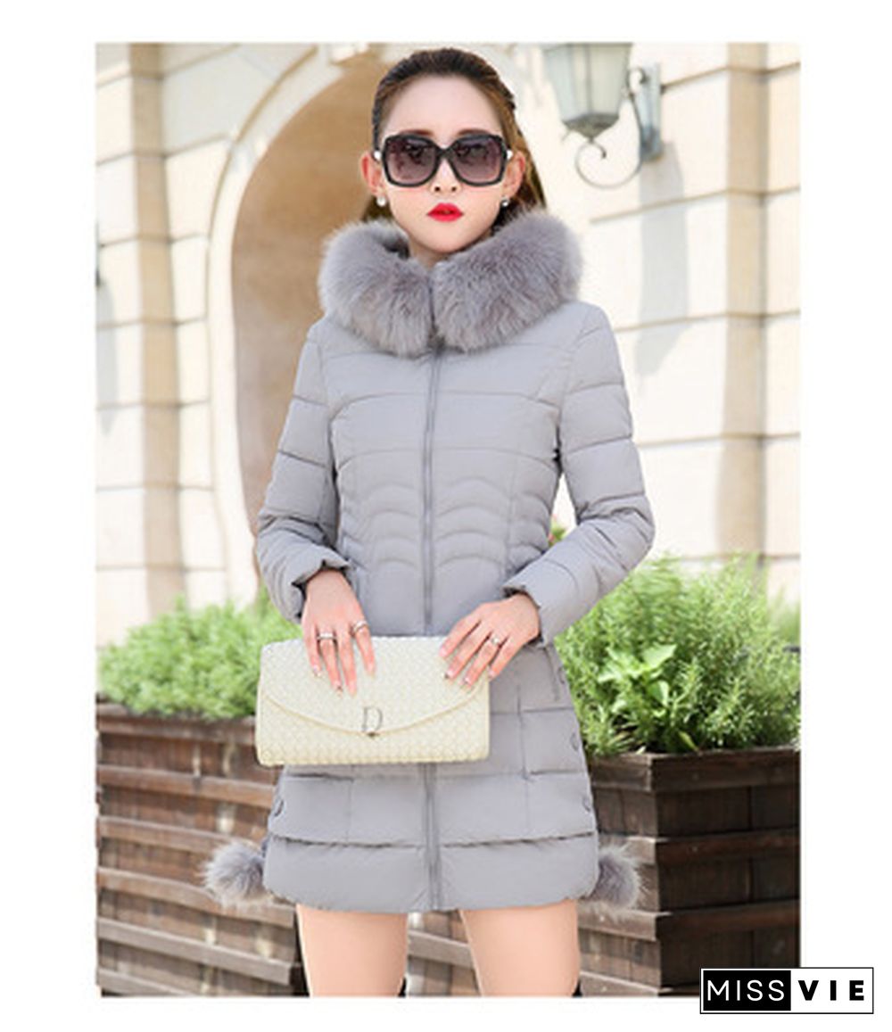 Faux Fur Parkas Women Down Jacket Womens Parkas Thicken Outerwear Hooded Winter Coat Female Jacket Cotton Padded