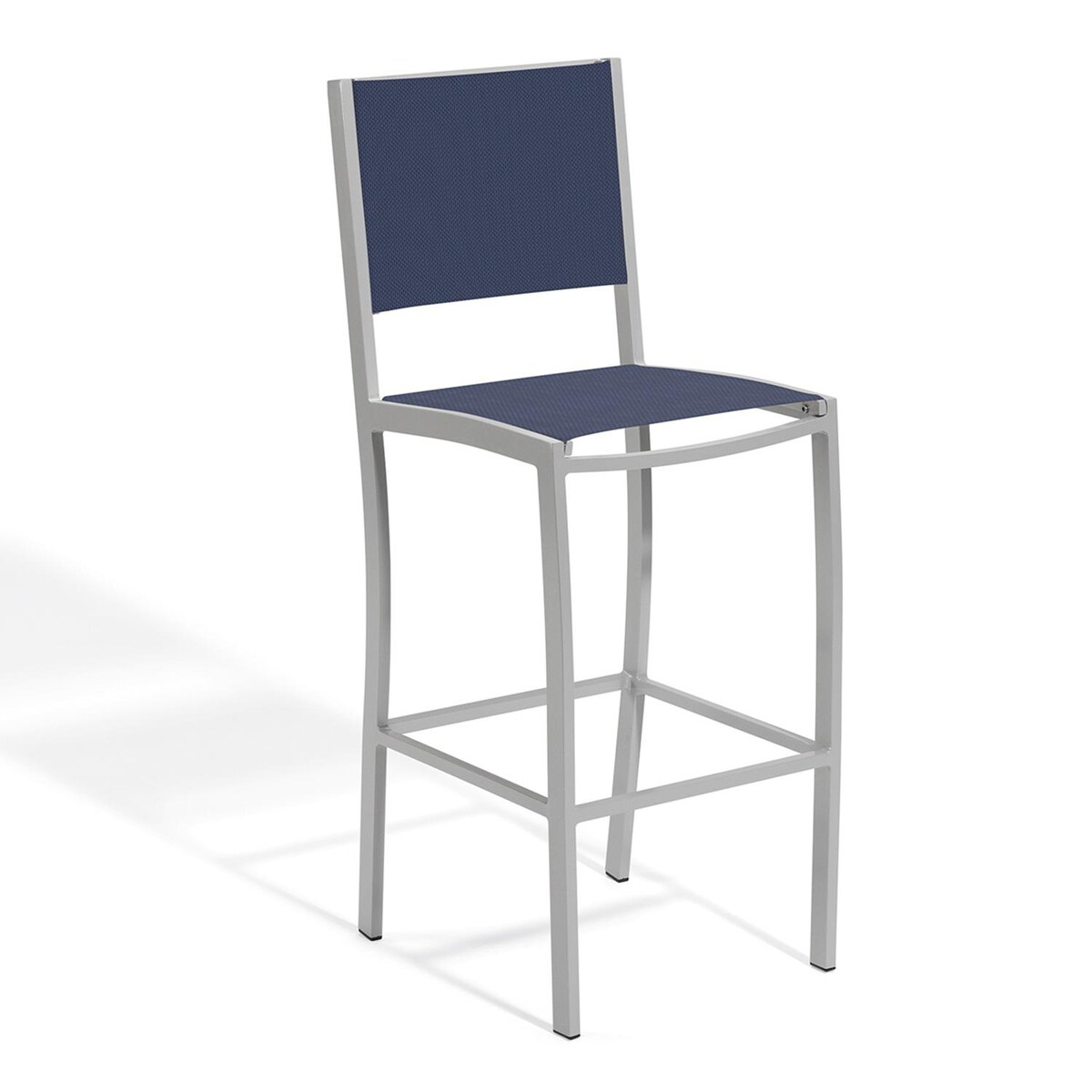 Travira Composite Sling and Aluminum Bar Stool in Flint/Ink Pen By Oxford Garden