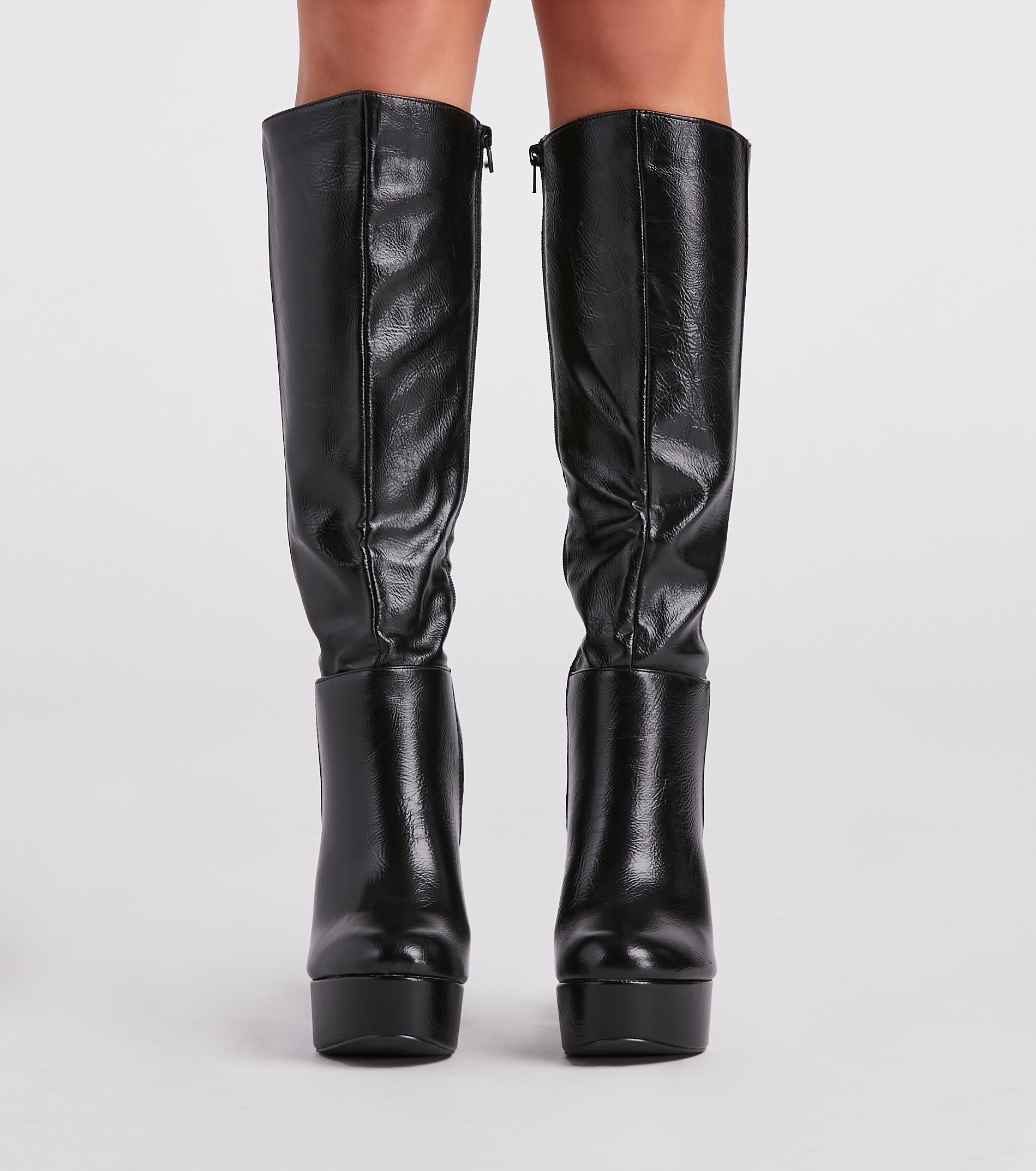 Edgy-Chic Under-The-Knee Platform Boots