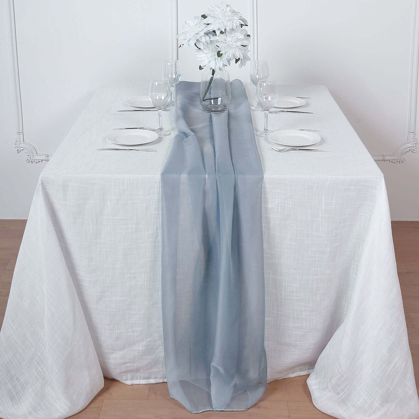 Dusty Blue Premium Chiffon Table Runner 6ft