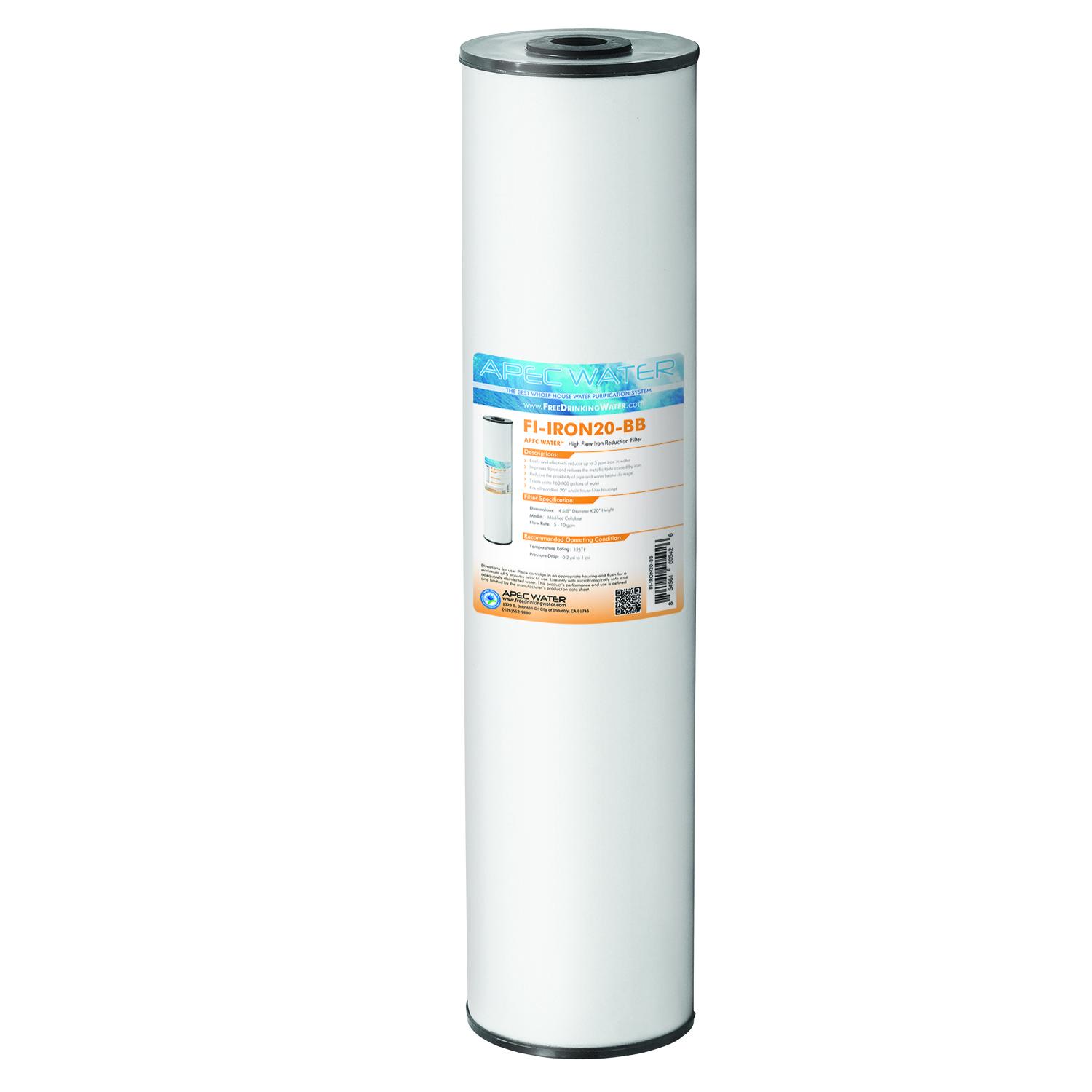 APEC 20 Whole House Big Blue Replacement Water Filter High Flow Iron Reduction (FI-IRON20-BB)