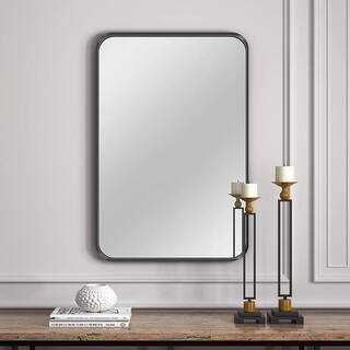 ELLOALLO 30 in. W x 36 in. H Rectangular Aluminum Framed Wall Mount Bathroom Vanity Mirror in Black EVM-S-FB30