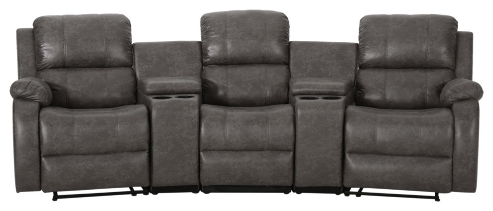 Lunsford Fabric Theatre Seating Recliner   Contemporary   Theater Seating   by GDFStudio  Houzz