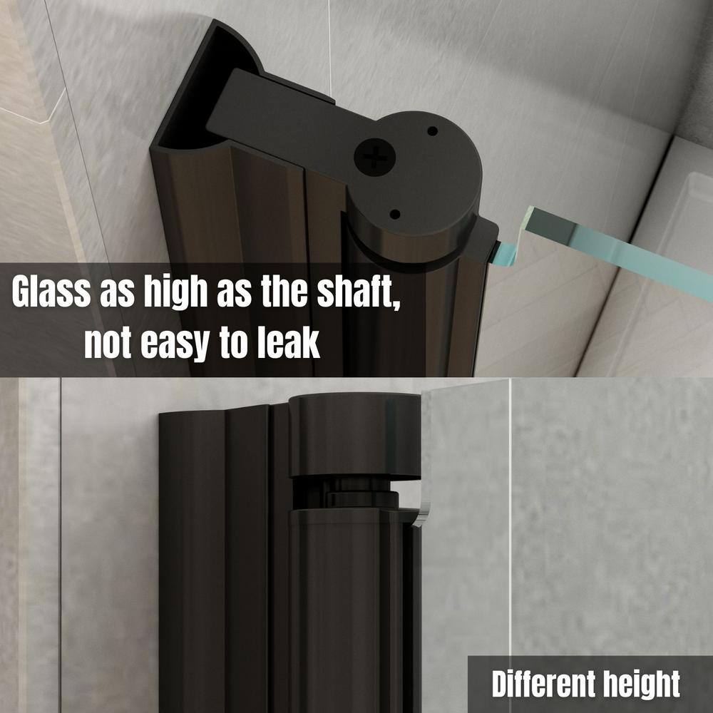 TOOLKISS 32 to 33-38 in. H Pivot Swing Frameless Shower Door in Black with Clear Glass FP32MB