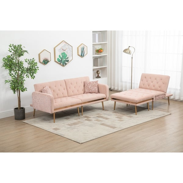 3-Person Sectional Sofa Convertible Futon Couch Living Room Accent Sofa with Ottoman