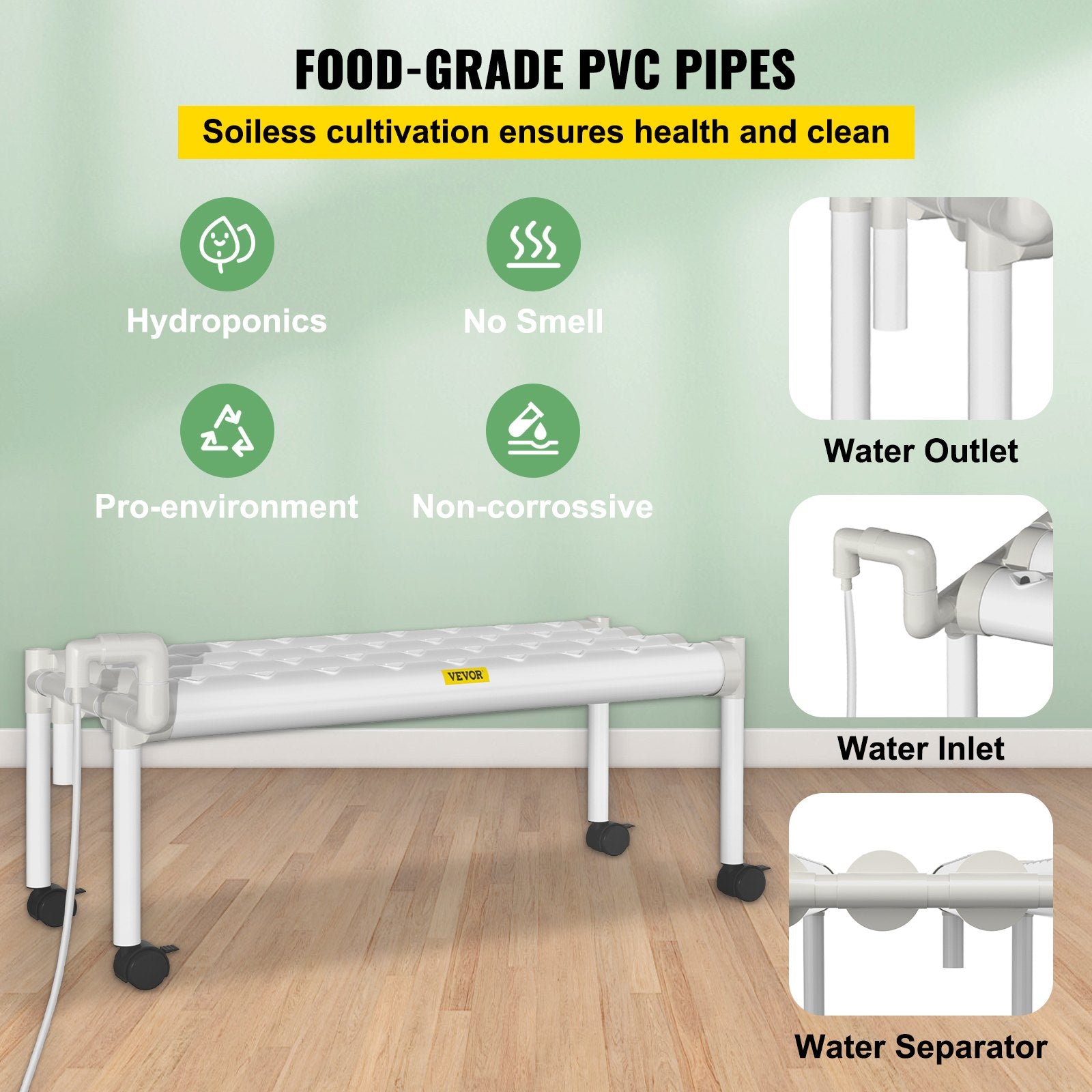 Hydroponic Grow Kit - 36 Plant Sites， 1 Layer Indoor Planting Kit with Water Pump， 4 Pipes