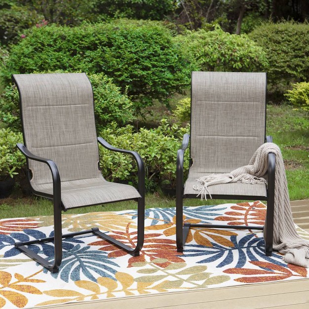 2pk Steel Patio Padded Sling C spring Arm Chairs Captiva Designs