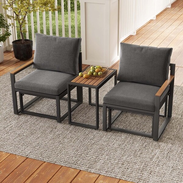 3 PCS Patio Furniture Set Weatherproof Outdoor Conversation Set